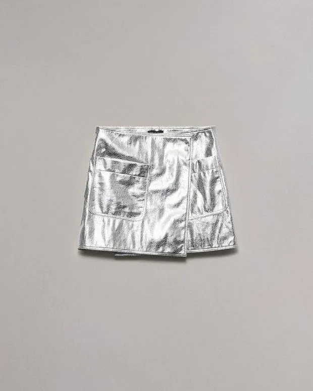 Women Dresses and Skirts Rag and Bone Kyla Faux Leather Skirt Silver