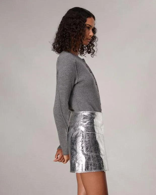 Women Dresses and Skirts Rag and Bone Kyla Faux Leather Skirt Silver