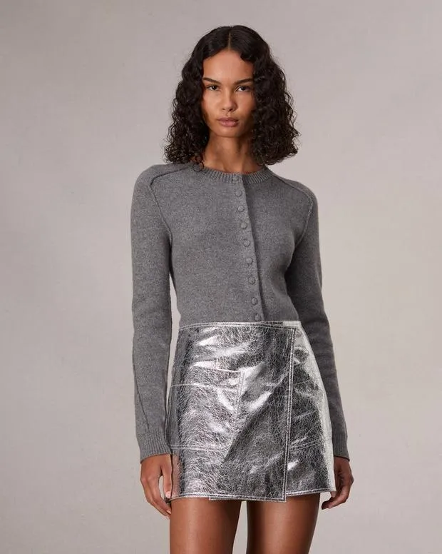 Women Dresses and Skirts Rag and Bone Kyla Faux Leather Skirt Silver