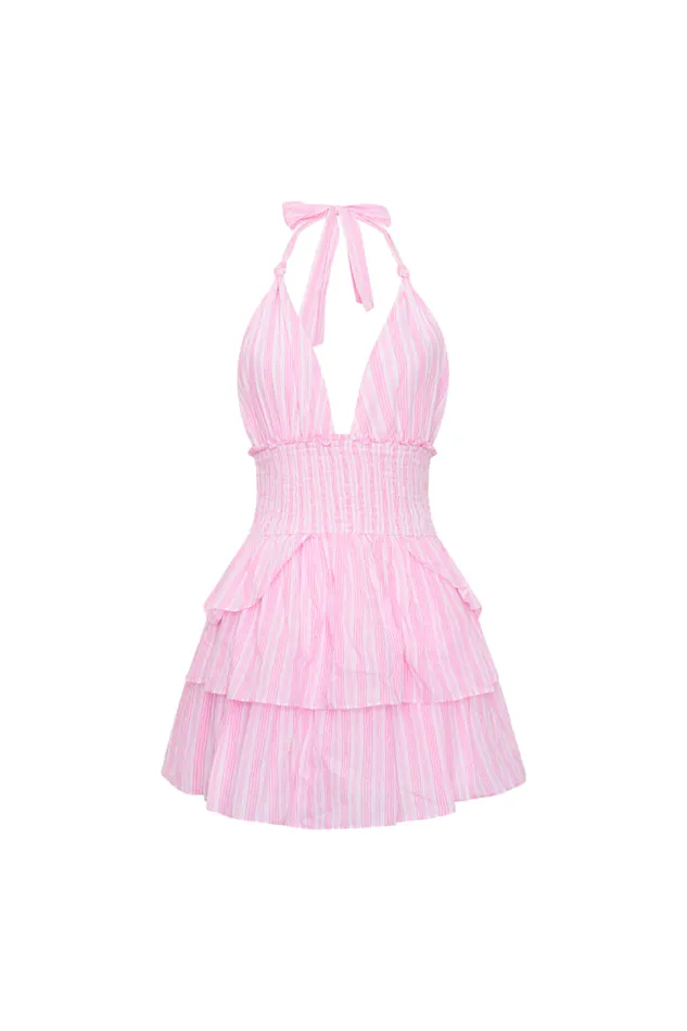 Women Dresses LoveShackFancy Deanna Cotton Striped Halter Dress Captiva Pink Women Dresses LoveShackFancy Deanna Cotton Striped Halter Dress Captiva Pink