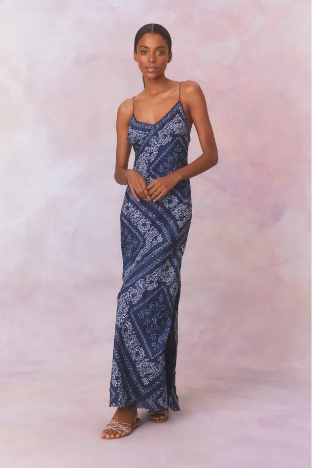 Women Dresses LoveShackFancy Deyo Bandana Maxi Dress Moonlight Indigo