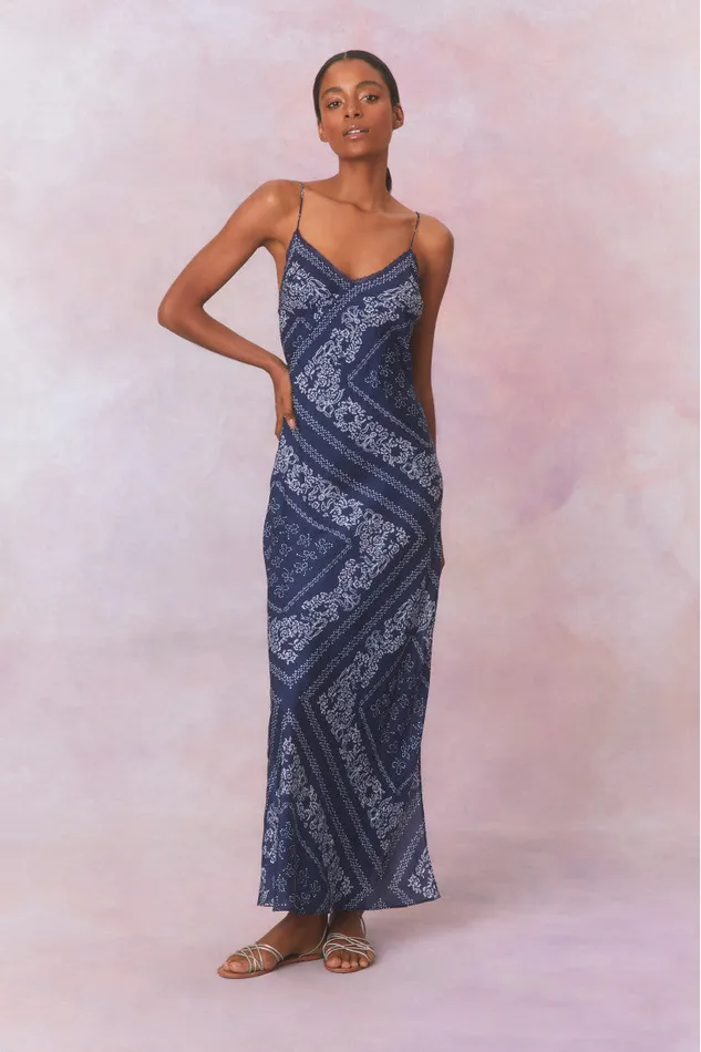Women Dresses LoveShackFancy Deyo Bandana Maxi Dress Moonlight Indigo