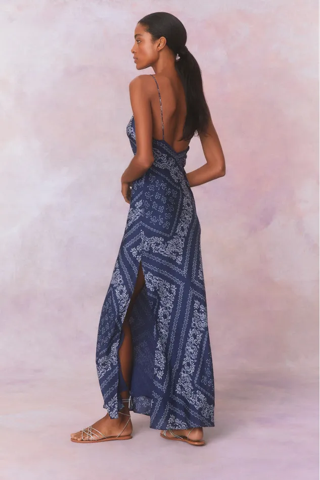 Women Dresses LoveShackFancy Deyo Bandana Maxi Dress Moonlight Indigo