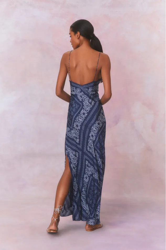 Women Dresses LoveShackFancy Deyo Bandana Maxi Dress Moonlight Indigo