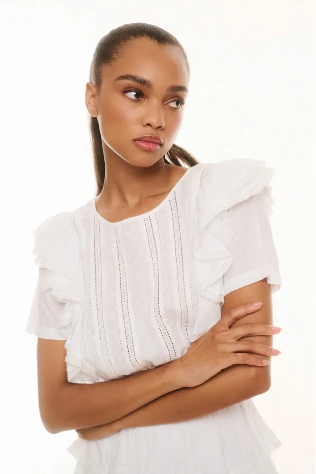 Women Dresses LoveShackFancy Natasha Heritage Mini Dress White