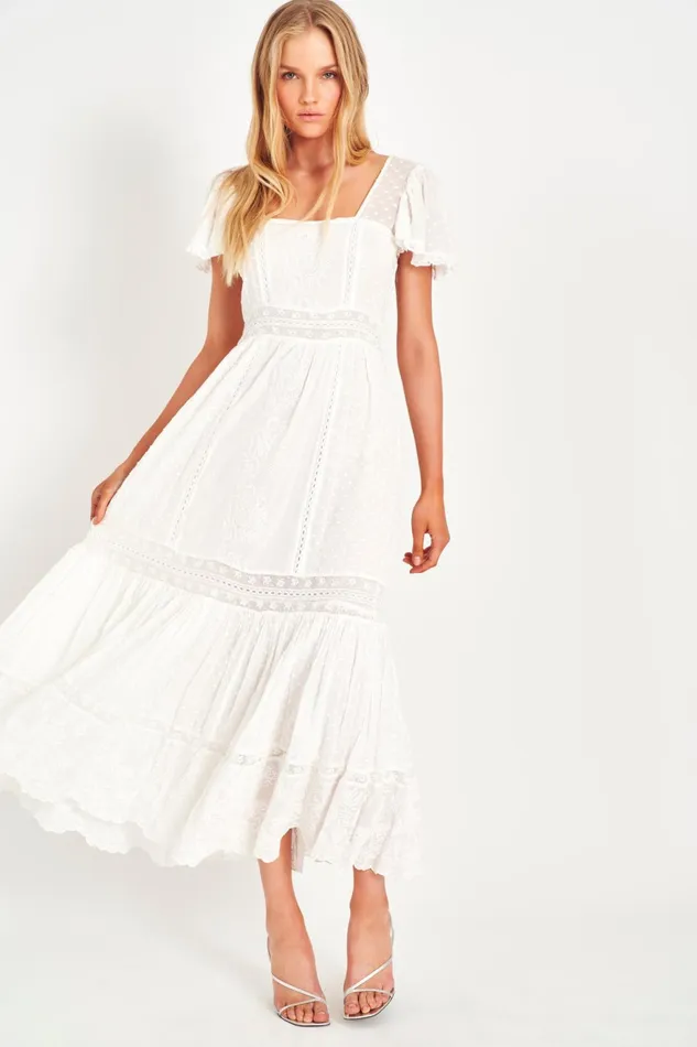 Women Dresses LoveShackFancy Norma Maxi Dress White