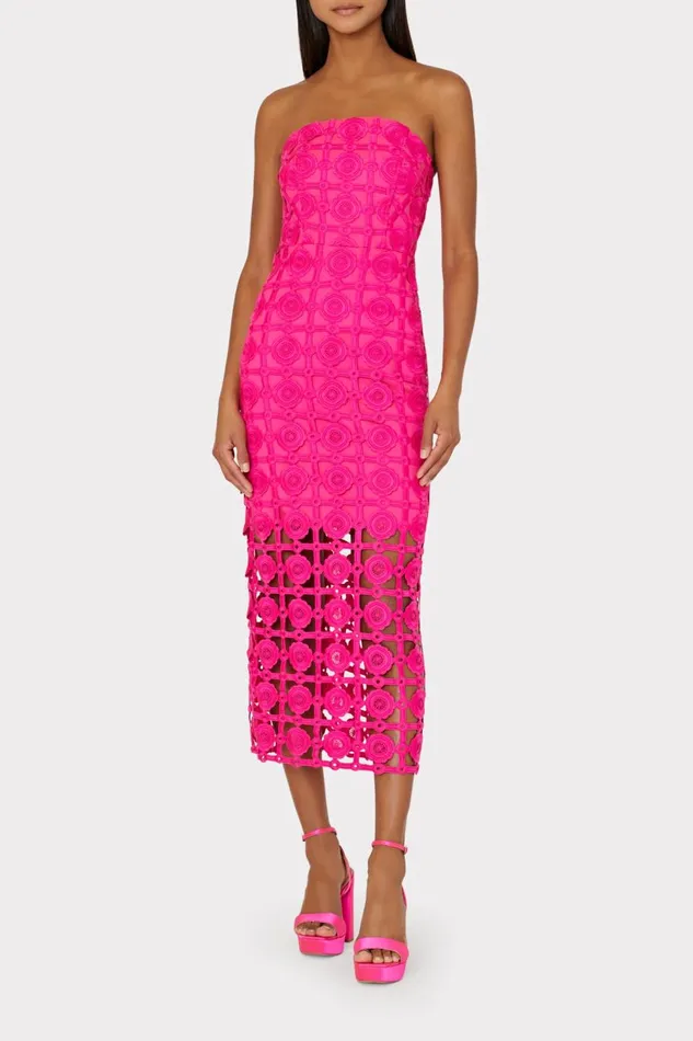 Women Dresses Milly Kait Tile Lace Dress Milly Pink