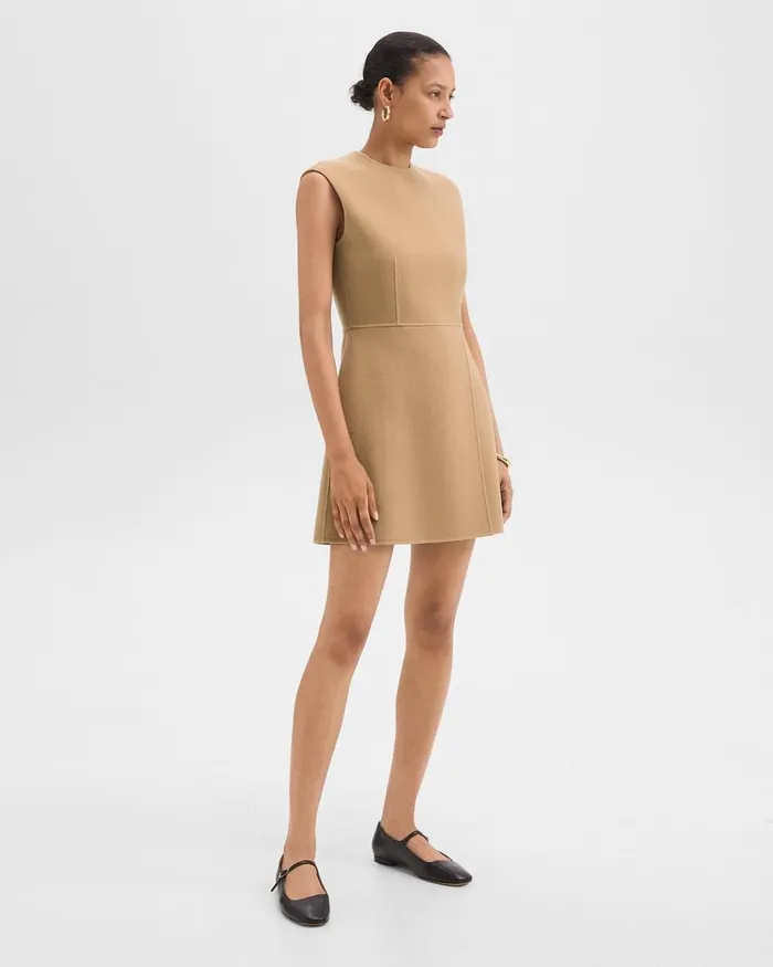 Women Dresses Theory Mini Wrap Dress In DoubleFace WoolCashmere New Camel