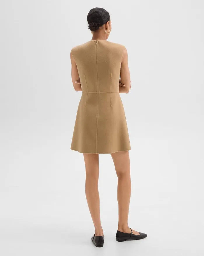 Women Dresses Theory Mini Wrap Dress In DoubleFace WoolCashmere New Camel