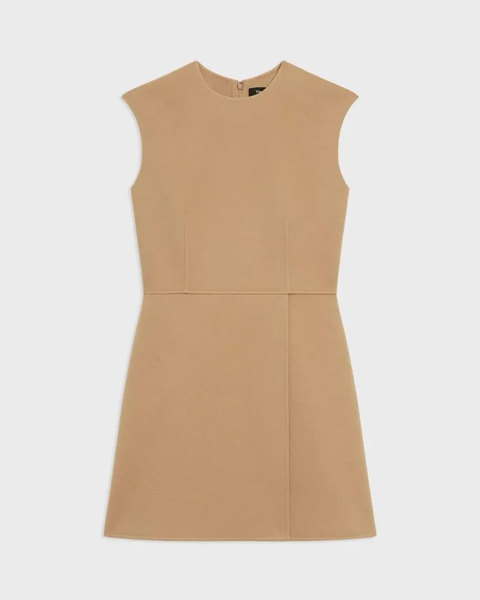 Women Dresses Theory Mini Wrap Dress In DoubleFace WoolCashmere New Camel