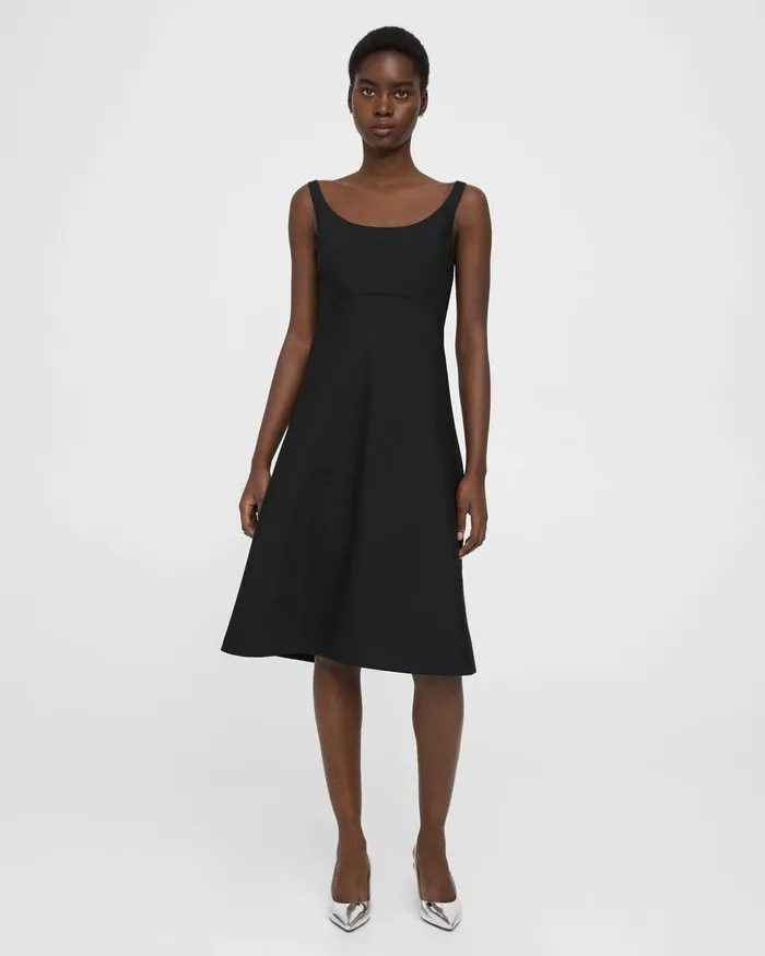 Women Dresses Theory Portrait Neck Dress In Textured Gabardine Black