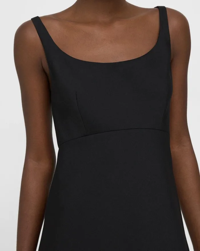 Women Dresses Theory Portrait Neck Dress In Textured Gabardine Black