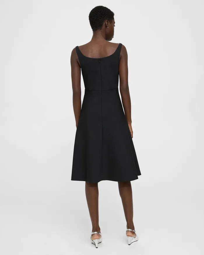 Women Dresses Theory Portrait Neck Dress In Textured Gabardine Black