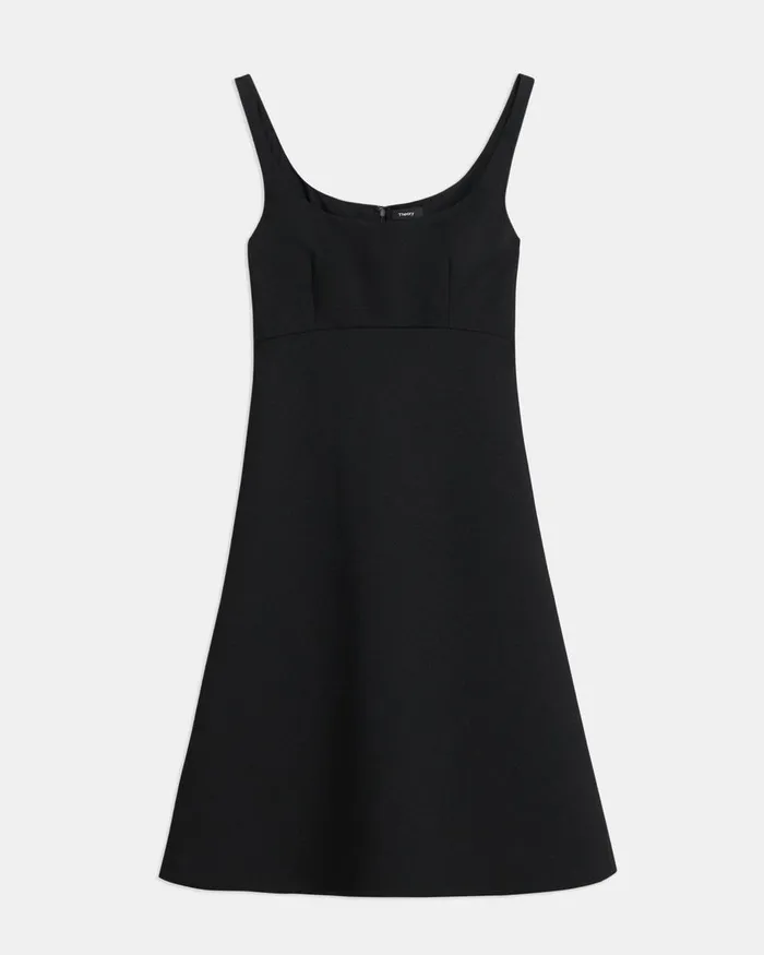 Women Dresses Theory Portrait Neck Dress In Textured Gabardine Black
