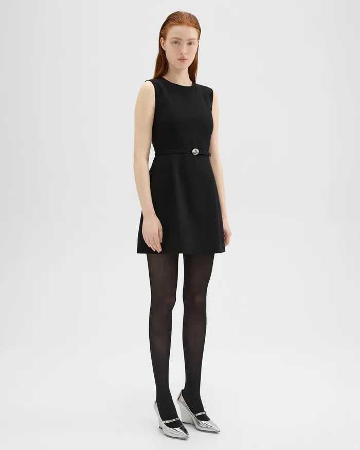 Women Dresses Theory Sculpted Sleeveless Dress In Double Weave Black