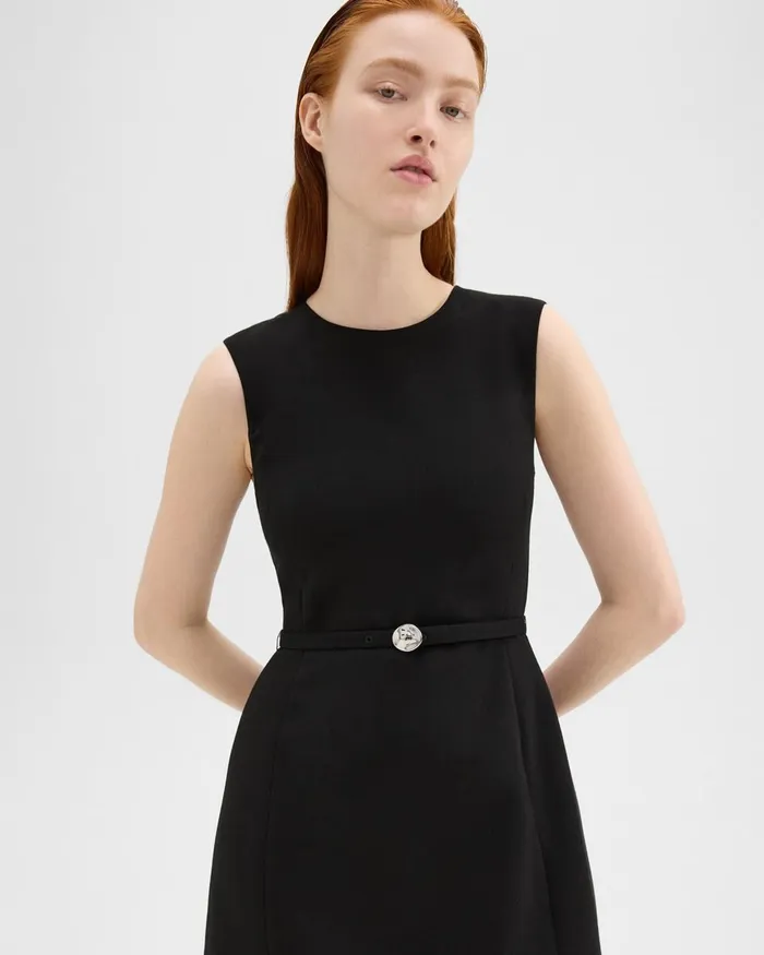Women Dresses Theory Sculpted Sleeveless Dress In Double Weave Black