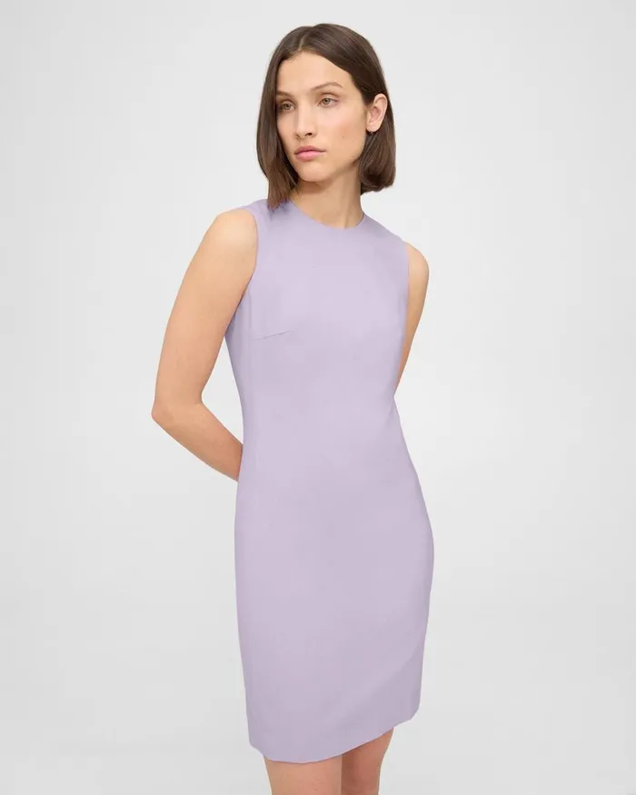 Women Dresses Theory Sleeveless Fitted Dress In Good Wool Lilac Sky