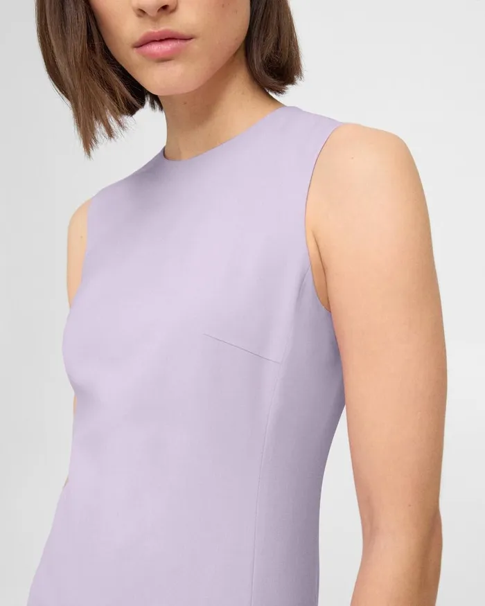 Women Dresses Theory Sleeveless Fitted Dress In Good Wool Lilac Sky