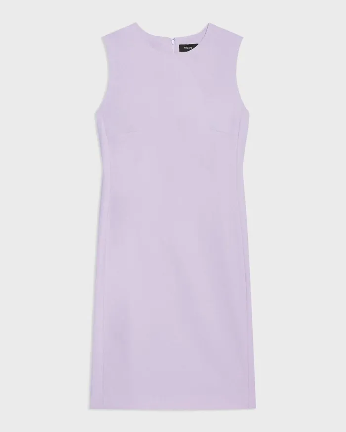 Women Dresses Theory Sleeveless Fitted Dress In Good Wool Lilac Sky