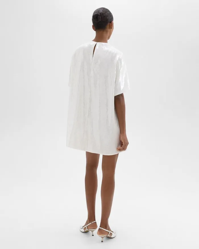 Women Dresses Theory TShirt Dress In Recycled Sequins White