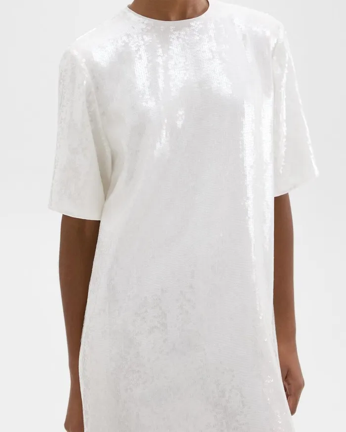 Women Dresses Theory TShirt Dress In Recycled Sequins White