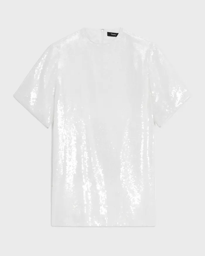 Women Dresses Theory TShirt Dress In Recycled Sequins White