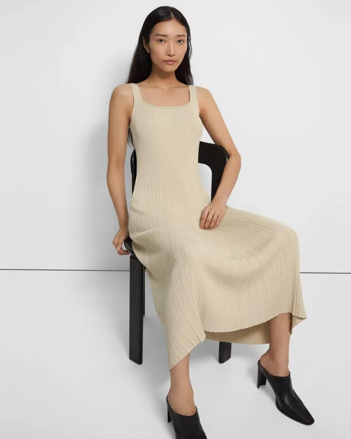Women Dresses Theory Tank Dress In Stretch Knit Butter Yellow