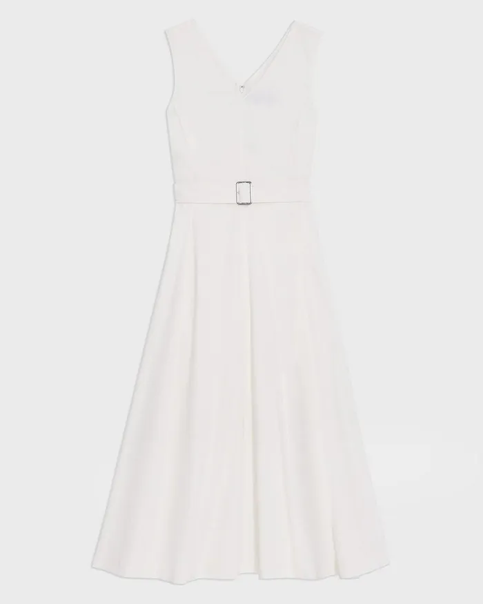 Women Dresses Theory VNeck Volume Dress In Good Linen White