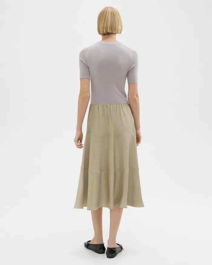 Women Dresses Theory WoolViscose Combo Dress Warm Silverlight Fossil