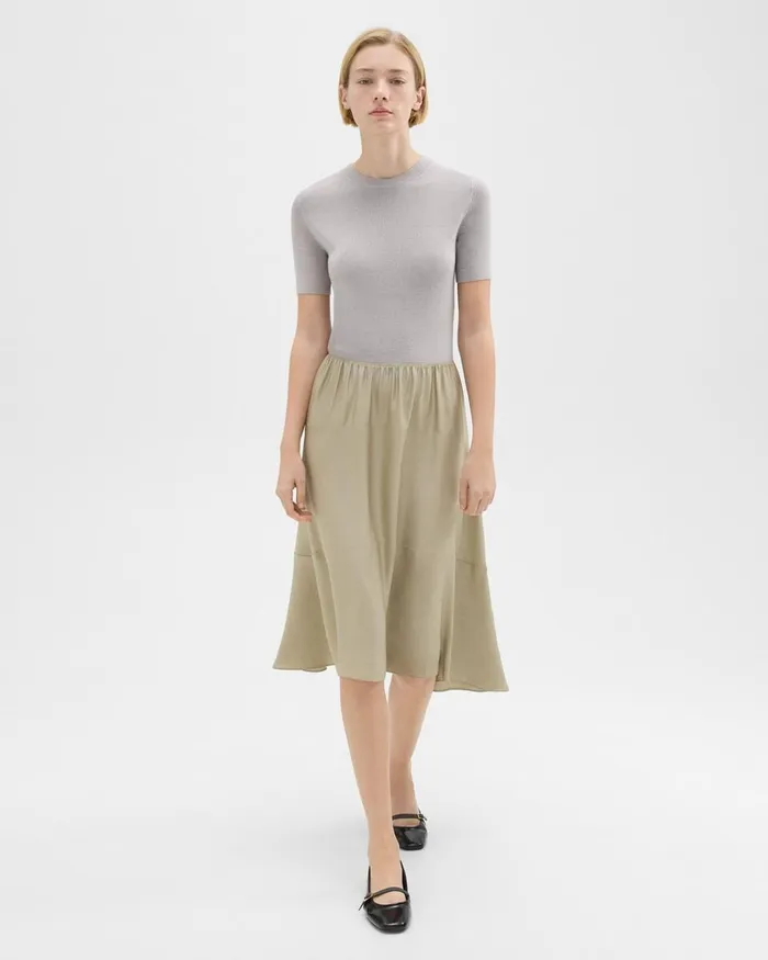 Women Dresses Theory WoolViscose Combo Dress Warm Silverlight Fossil