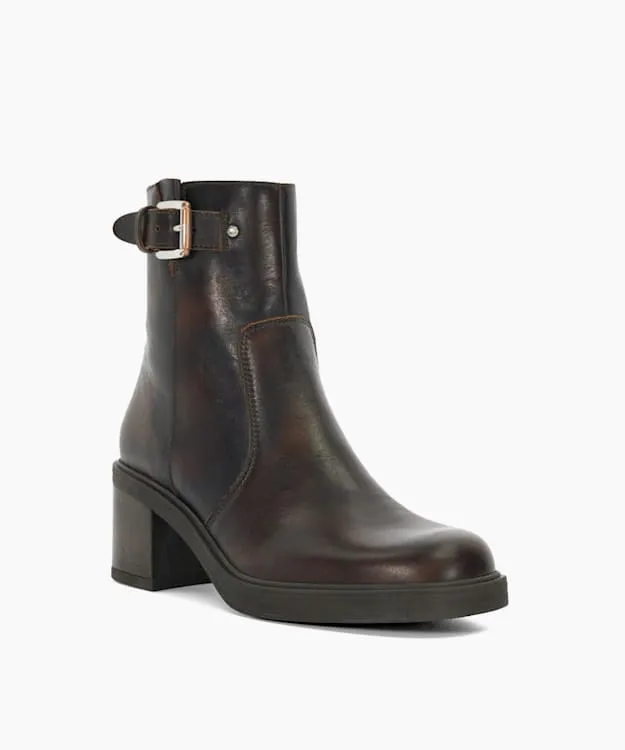 Women Dune London Ankle Boots Chunky Heel Ankle Boot Brown
