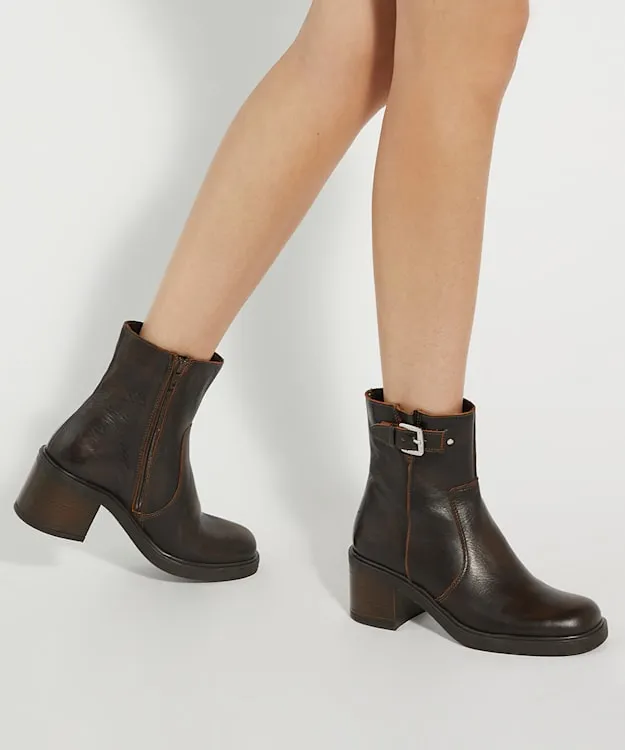 Women Dune London Ankle Boots Chunky Heel Ankle Boot Brown