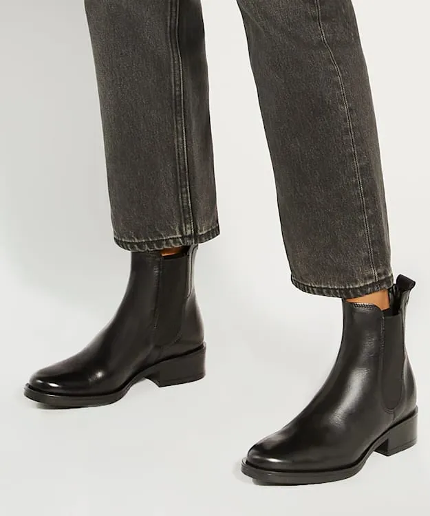 Women Dune London Ankle Boots Leather Chelsea Boots Black