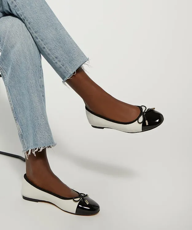 Women Dune London Ballet Pumps Toe Cap Ballet Pump White