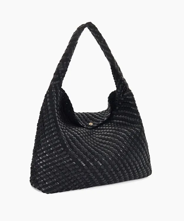 Women Dune London Black Handbags Extra Large Woven Shoulder Bag Black