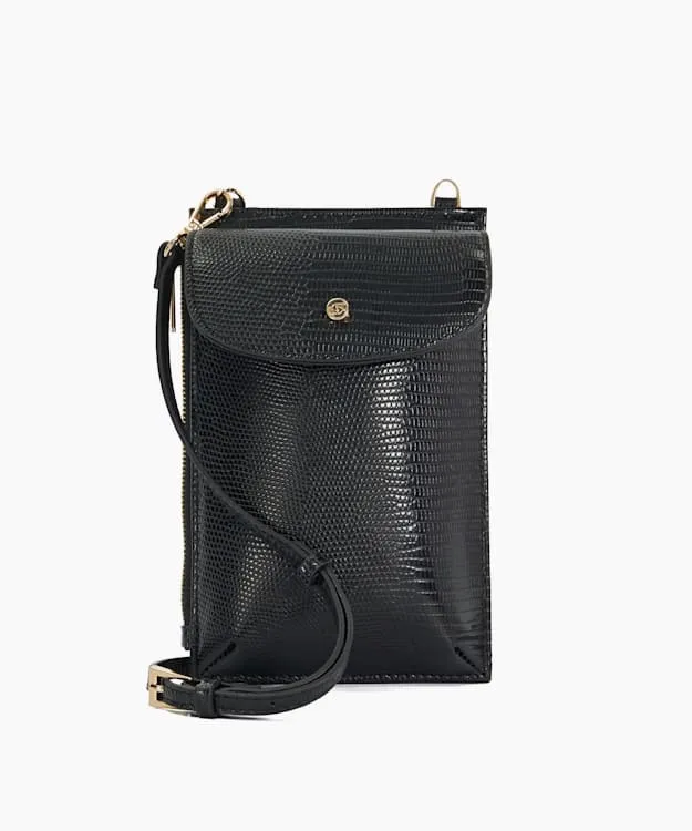 Women Dune London Black Handbags Press Stud Cross Body Phone Case Black