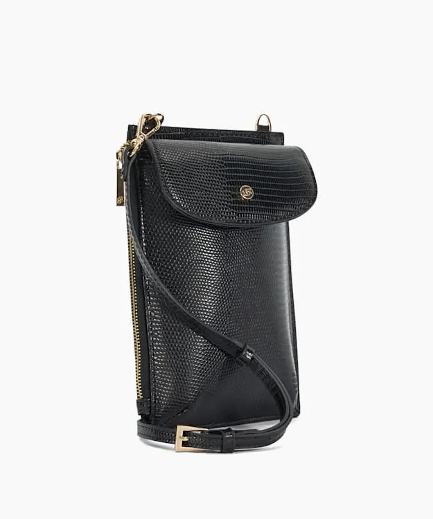 Women Dune London Black Handbags Press Stud Cross Body Phone Case Black