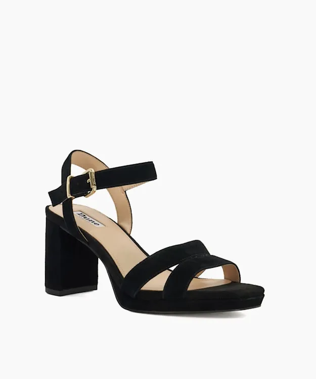 Women Dune London Block Heeled Sandals Block Heel Sandals Black Suede