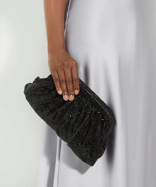 Women Dune London Clutch Bags Embellished Mesh Clutch Bag Black