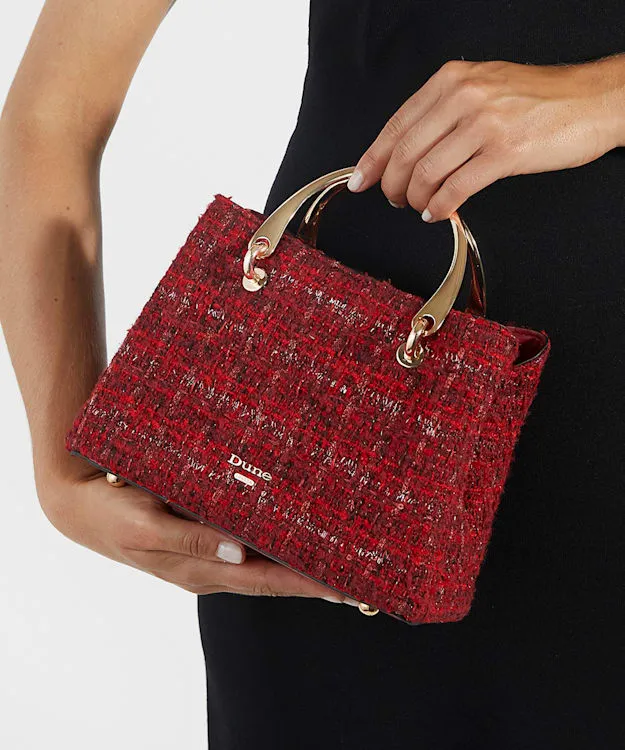 Women Dune London Handbags Boucle Tote Bag Red