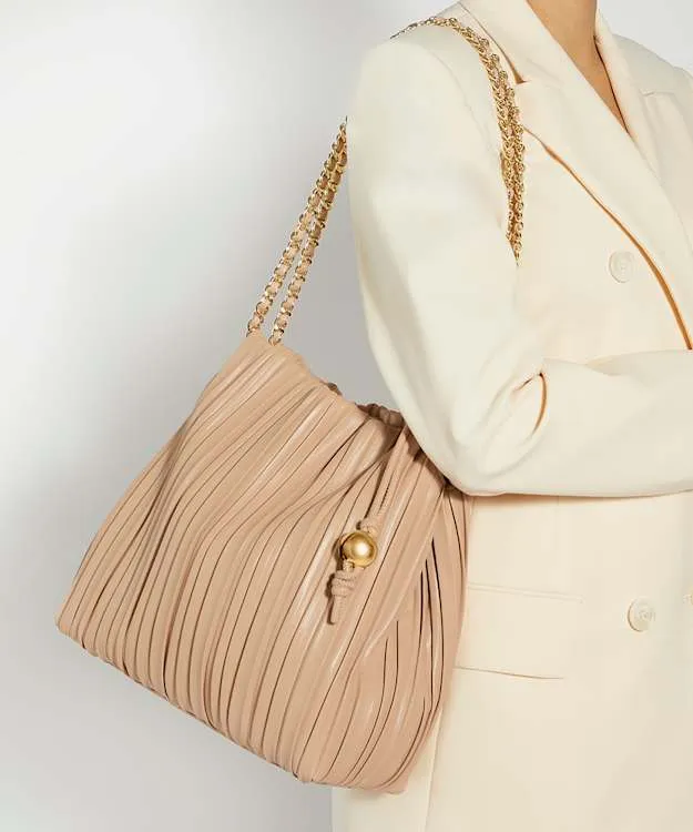 Women Dune London Handbags Pleated Chain Handle Bag Pink