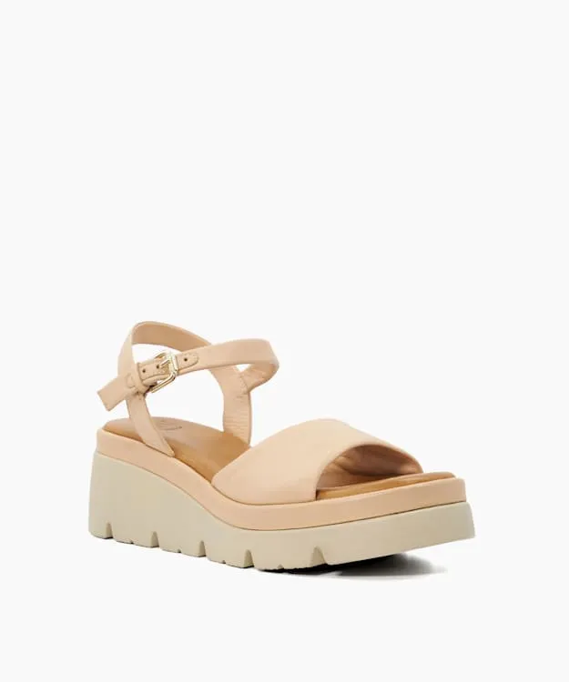 Women Dune London Heeled Sandals Leather Wedge Heeled Sandals Pink