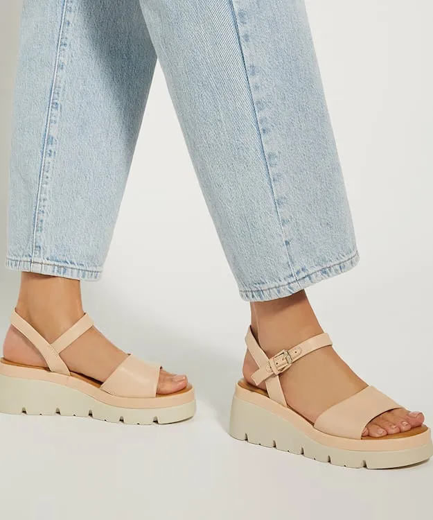 Women Dune London Heeled Sandals Leather Wedge Heeled Sandals Pink