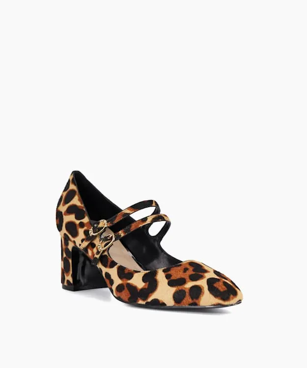 Women Dune London Heels Statement Block Heel Court Shoes Animal