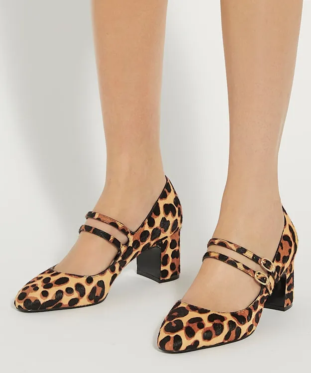 Women Dune London Heels Statement Block Heel Court Shoes Animal