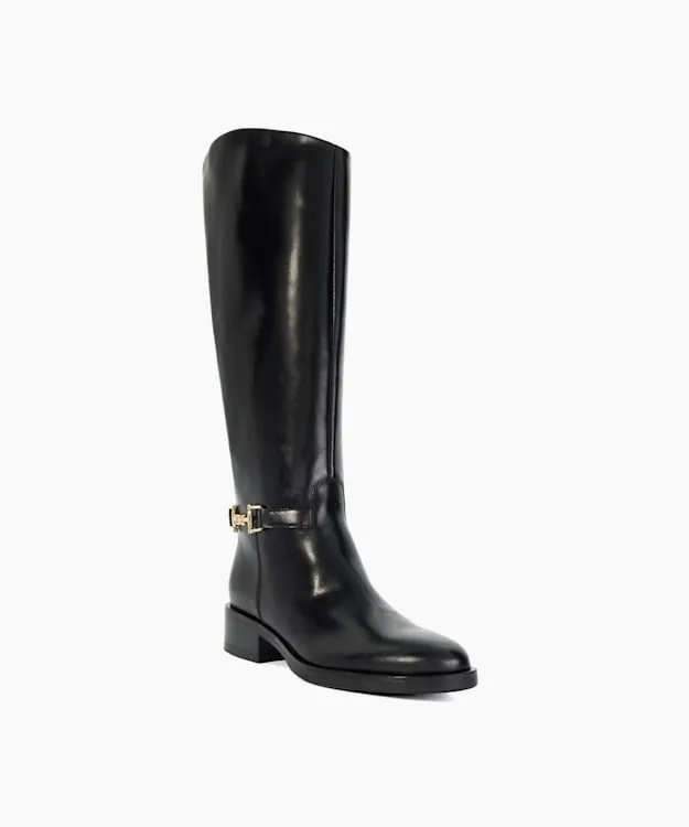 Women Dune London Knee High Boots Premium Leather Knee High Riding Boots Black