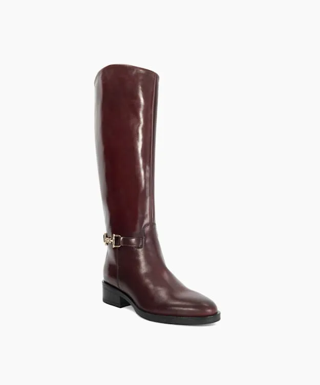 Women Dune London Knee High Boots Premium Leather Knee High Riding Boots Red