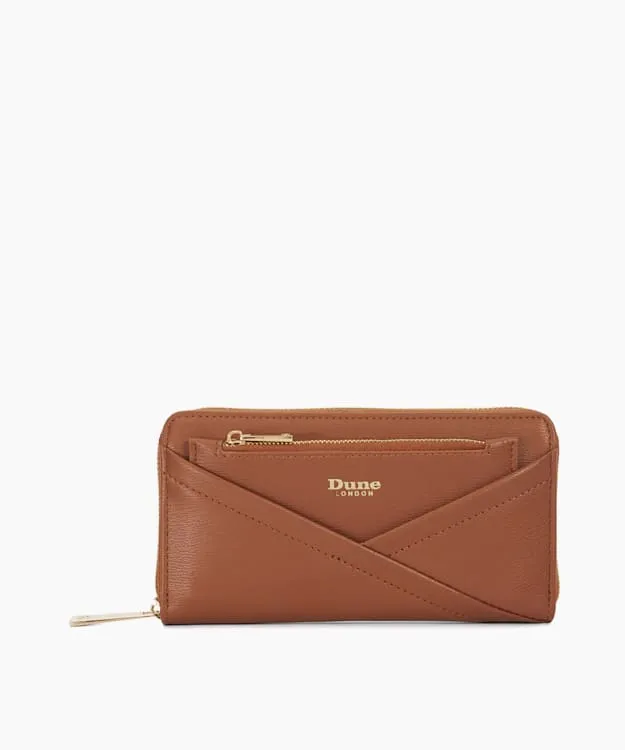 Women Dune London Purses Crossover Detail Zip Around Purse Brown