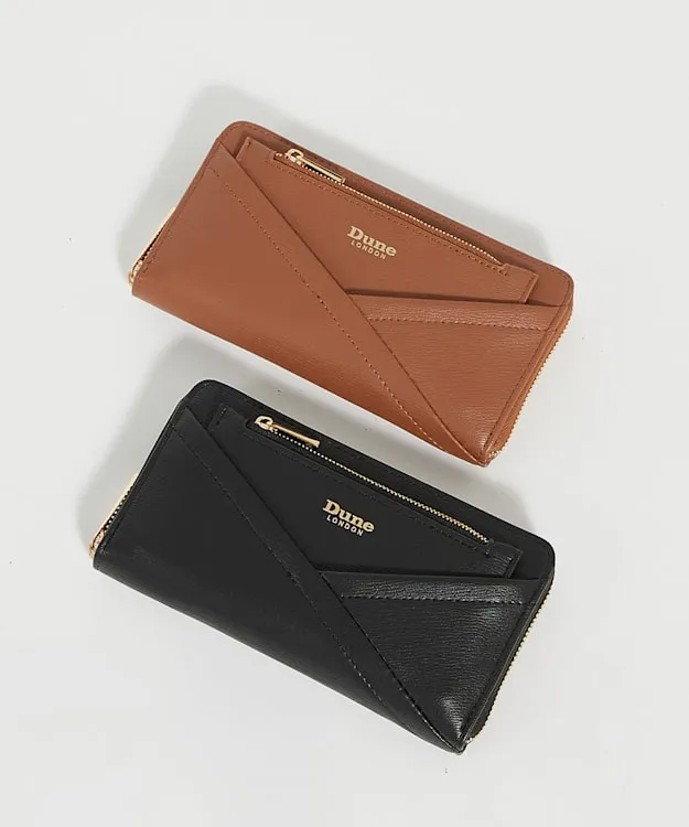 Women Dune London Purses Crossover Detail Zip Around Purse Brown