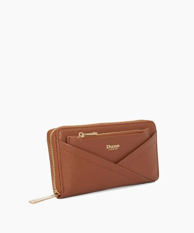 Women Dune London Purses Crossover Detail Zip Around Purse Brown